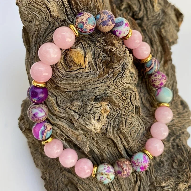 Attract Love Bracelet Women's Colorful Imperial Jasper and Rose Quartz Beaded Bracelets