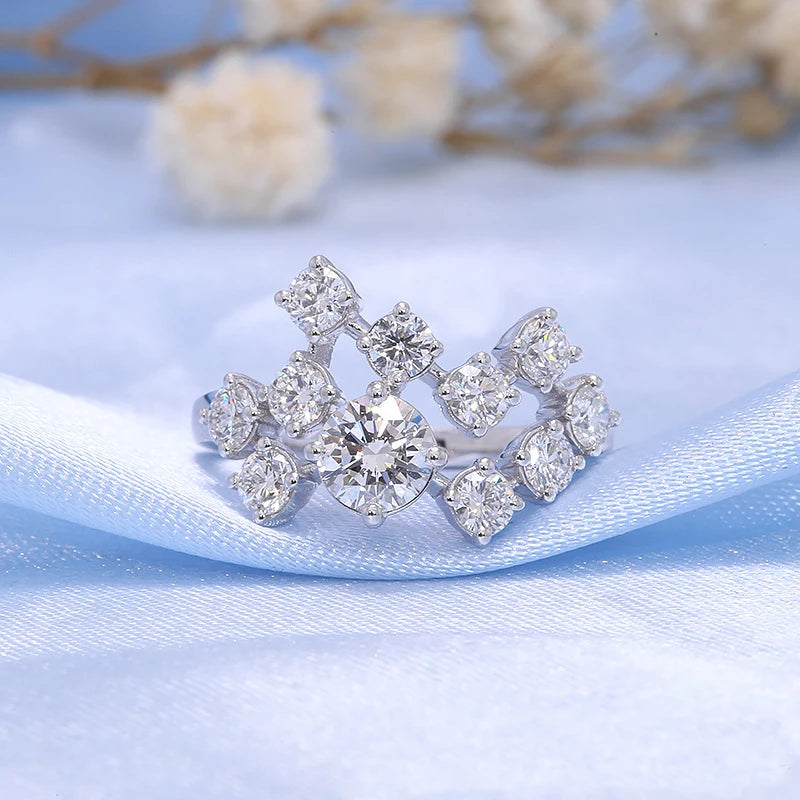 Eternal Radiance Multi-Stone Moissanite Ring – VVS Clarity, Brilliant Cut Cluster Design