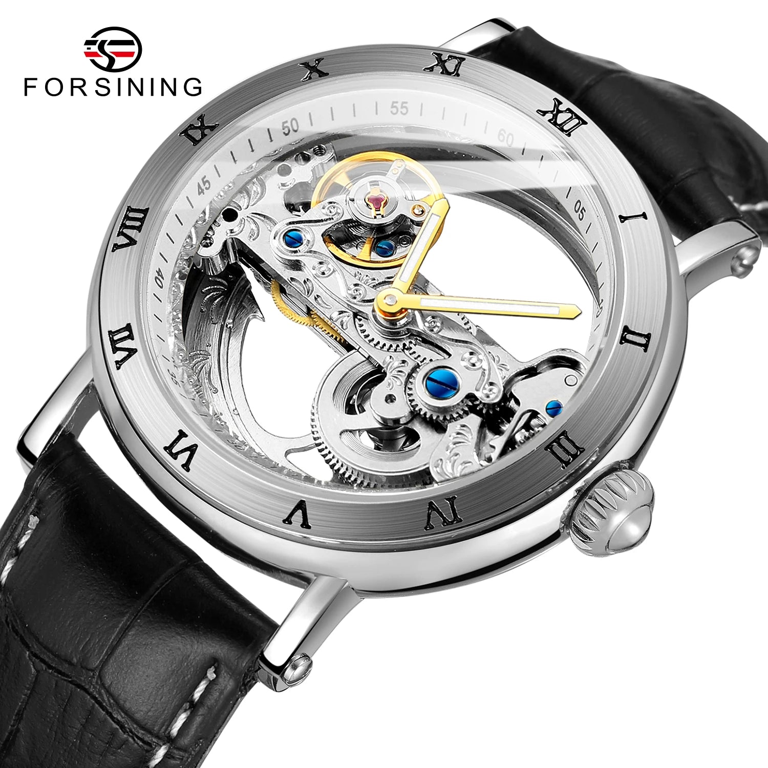 2024 Original Luxury Steel Skeleton Tourbillon Automatic Watches Men Leather Mechanical Waterproof Luminous Elegant Wrist Clock
