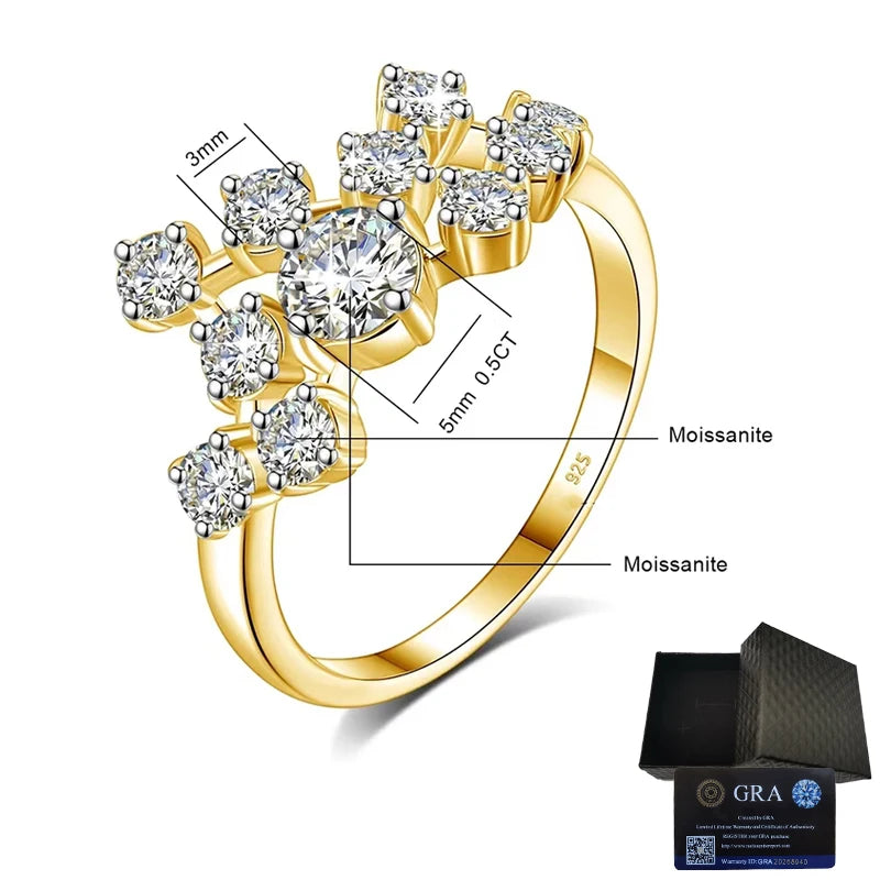 Eternal Radiance Multi-Stone Moissanite Ring – VVS Clarity, Brilliant Cut Cluster Design