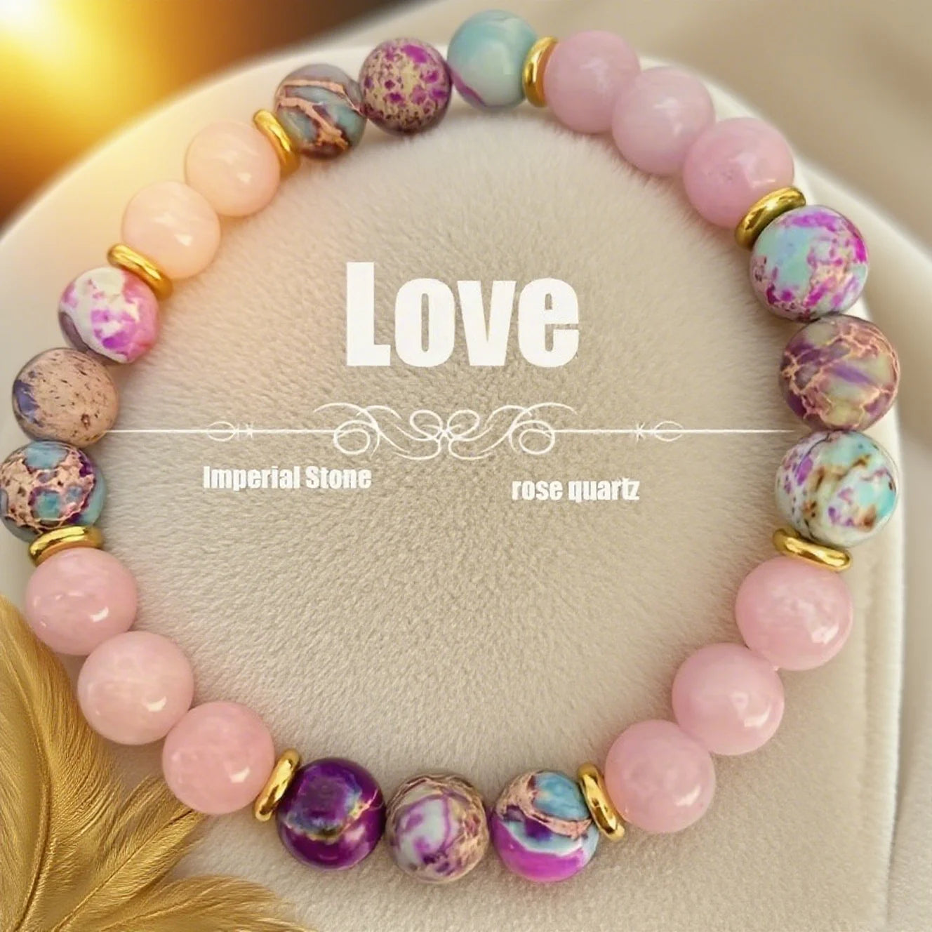 Attract Love Bracelet Women's Colorful Imperial Jasper and Rose Quartz Beaded Bracelets