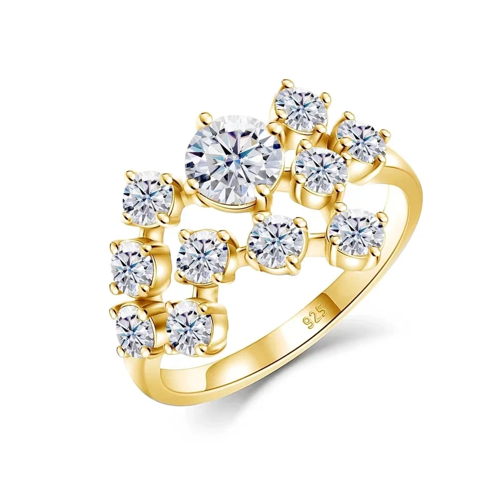 Eternal Radiance Multi-Stone Moissanite Ring – VVS Clarity, Brilliant Cut Cluster Design