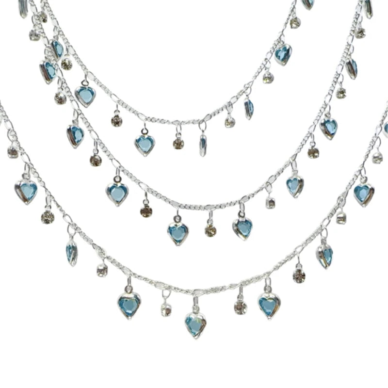 1 Meter New Gold Plated Heart Blue Crystal Beads Link Chains For DIY Jewelry Making No Fade Chain Garment Crafts Accessories