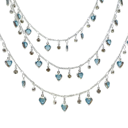 1 Meter New Gold Plated Heart Blue Crystal Beads Link Chains For DIY Jewelry Making No Fade Chain Garment Crafts Accessories