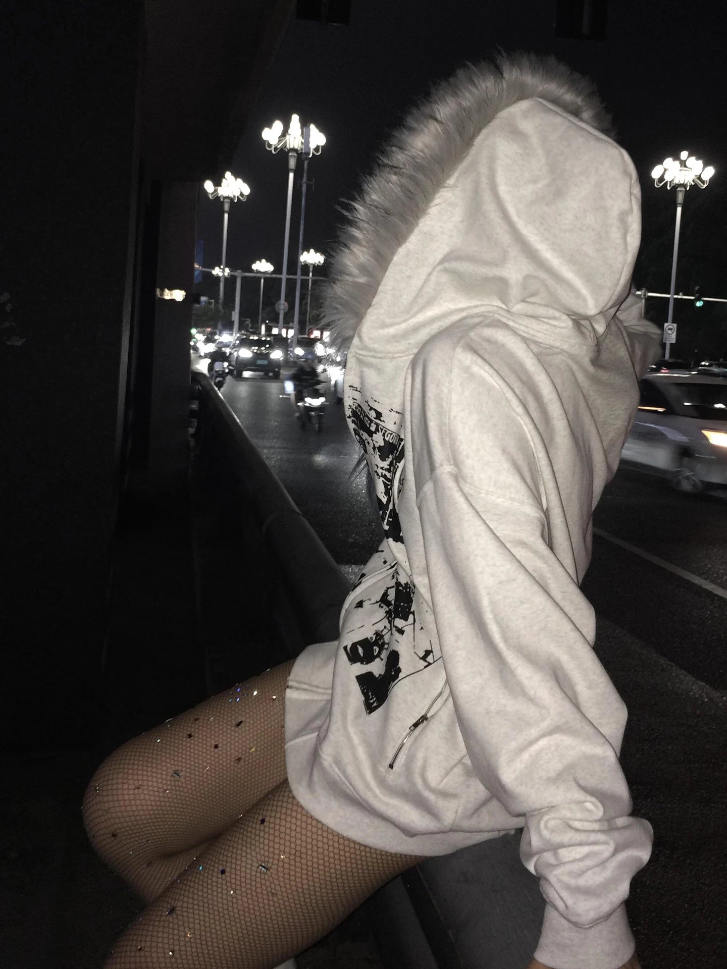 Faux Fur American Vintage Coats with Hooded Women's Y2K Sweatshirts Gothic Harajuku Subculture Punk Emo Sweatshirts and Jacket